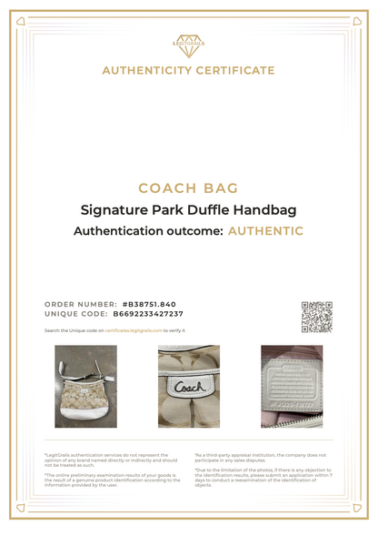 Coach Signature Park Duffle Handbag