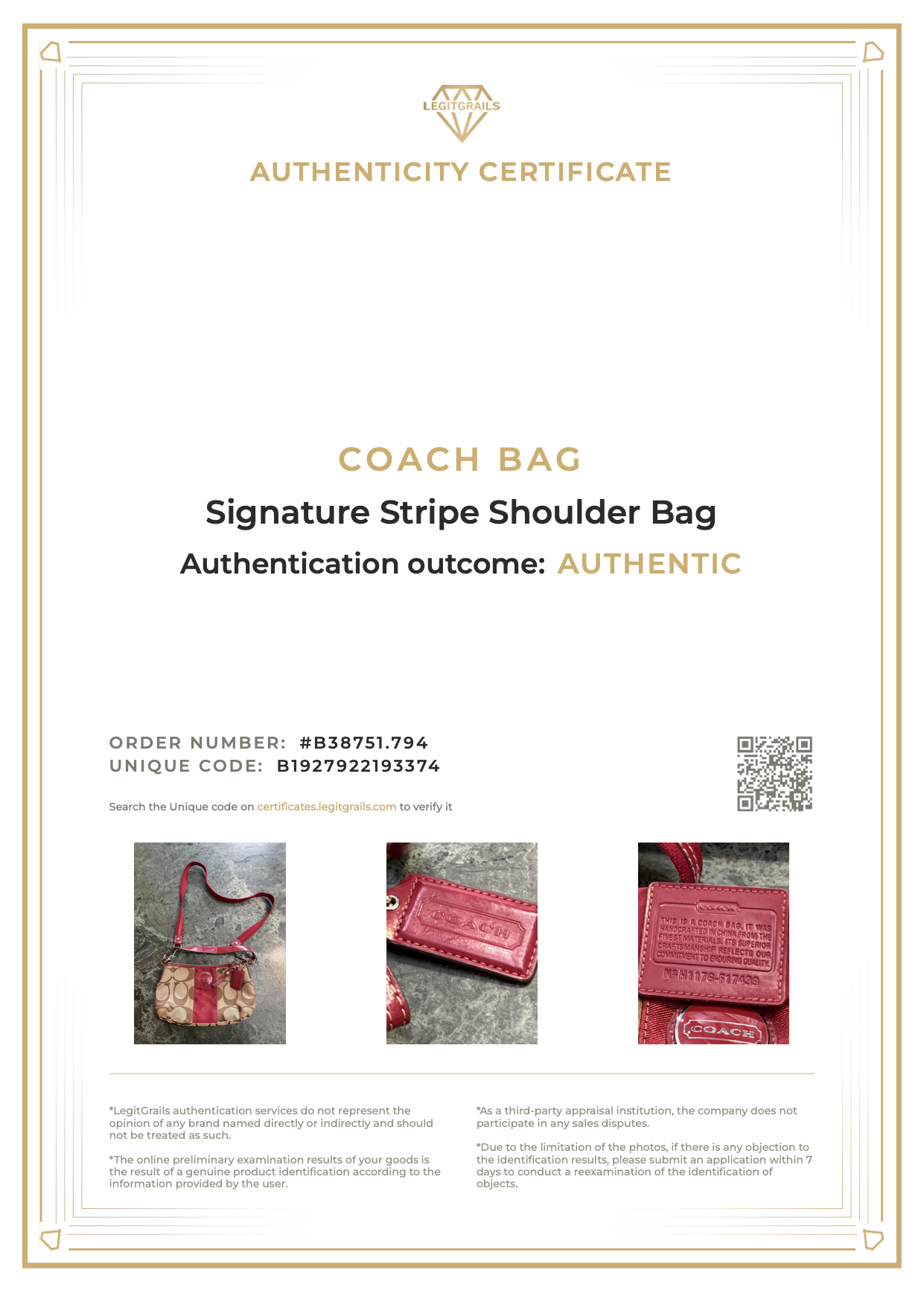 Coach Signature Stripe Shoulder Bag