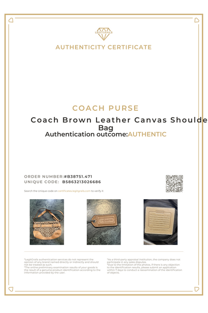 Coach Brown Leather Canvas Shoulder Bag