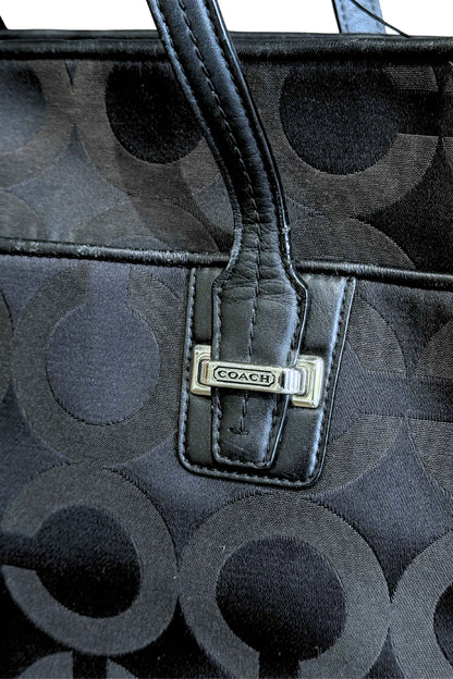 Coach Taylor Signature Black Canvas Tote