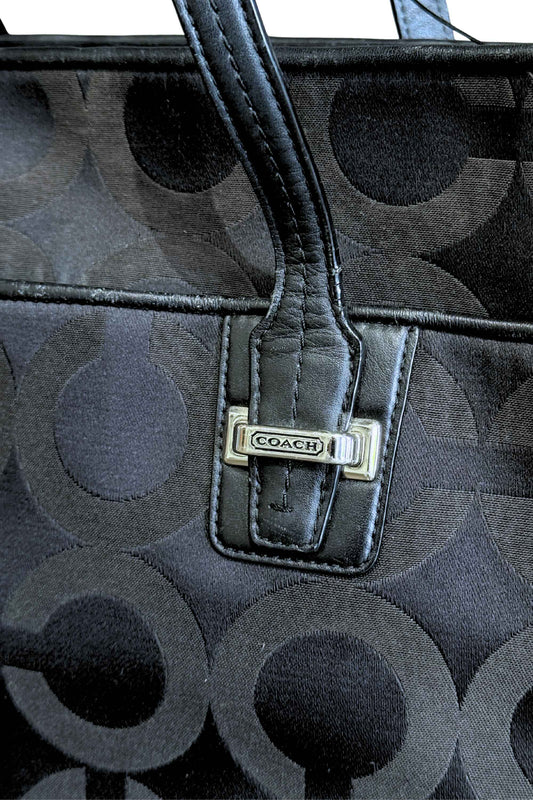Coach Taylor Signature Black Canvas Tote