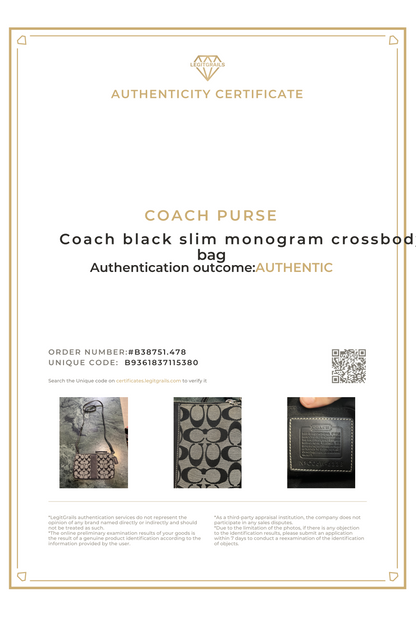 Coach Slim Monogram Black Crossbody Bag