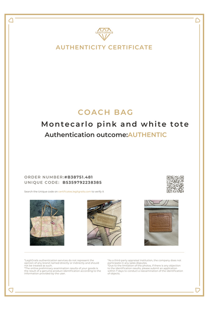 Coach Montecarlo Pink and White Tote