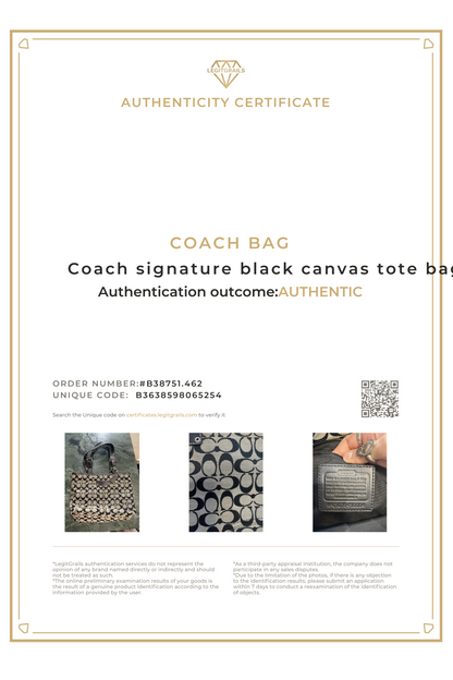 Coach Signature Black Canvas Tote Bag