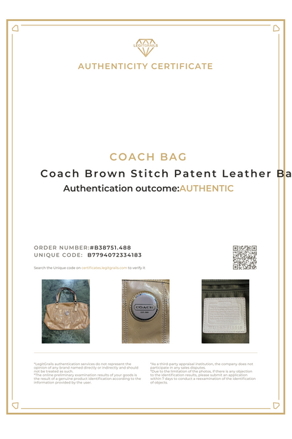 Coach Brown Stitch Patent Leather Bag