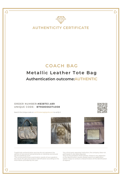 Coach Metallic Leather Tote Bag