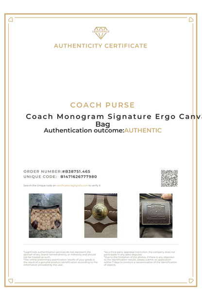 Coach Monogram Signature Ergo Canvas Bag
