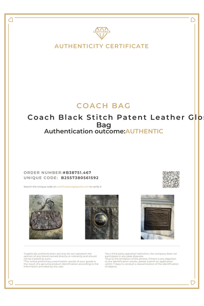 Coach Black Stitch Patent Leather Gloss Bag