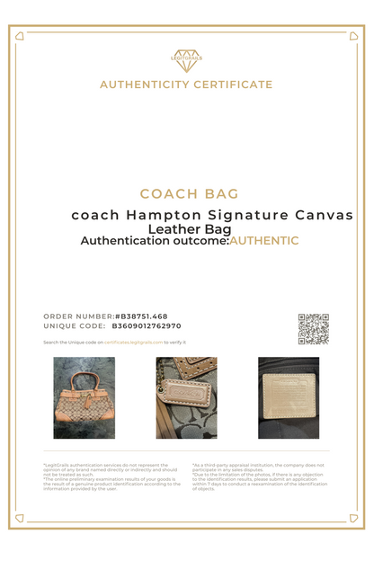 Coach Hampton Signature Canvas Leather Bag