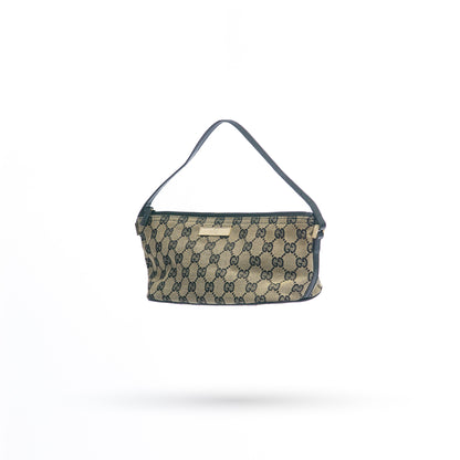 Gucci Brown and Black Monogram Mini Boat Pouchette
