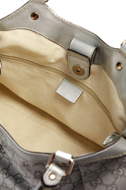 Gucci Metalic Silver Guccissima Leather Medium Sukey