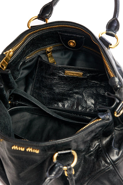 Miu Miu Vitello Shine Leather Handbag