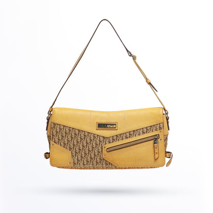 Christian Dior Brown Diorissimo Canvas Leather Shoulder Bag