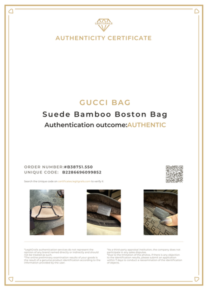 Gucci Suede Bamboo Boston Bag
