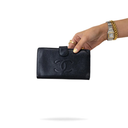 Chanel Black Caviar Timeless French Wallet