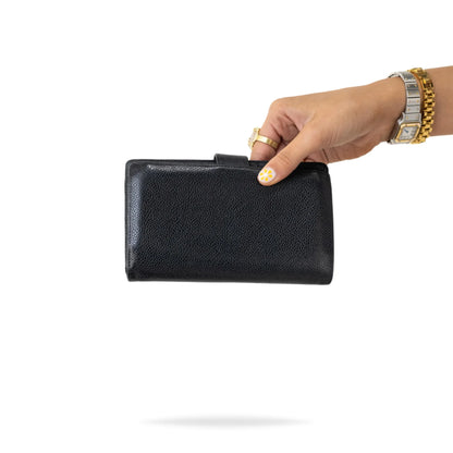 Chanel Black Caviar Timeless French Wallet