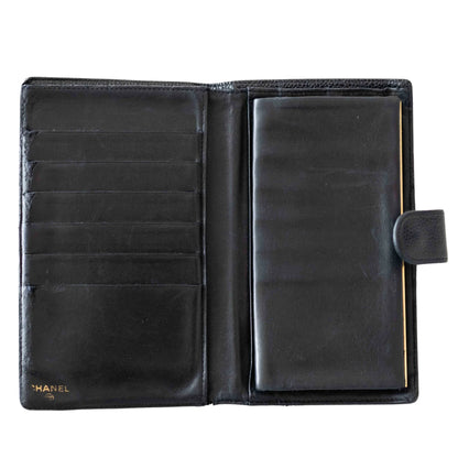 Chanel Black Caviar Timeless French Wallet