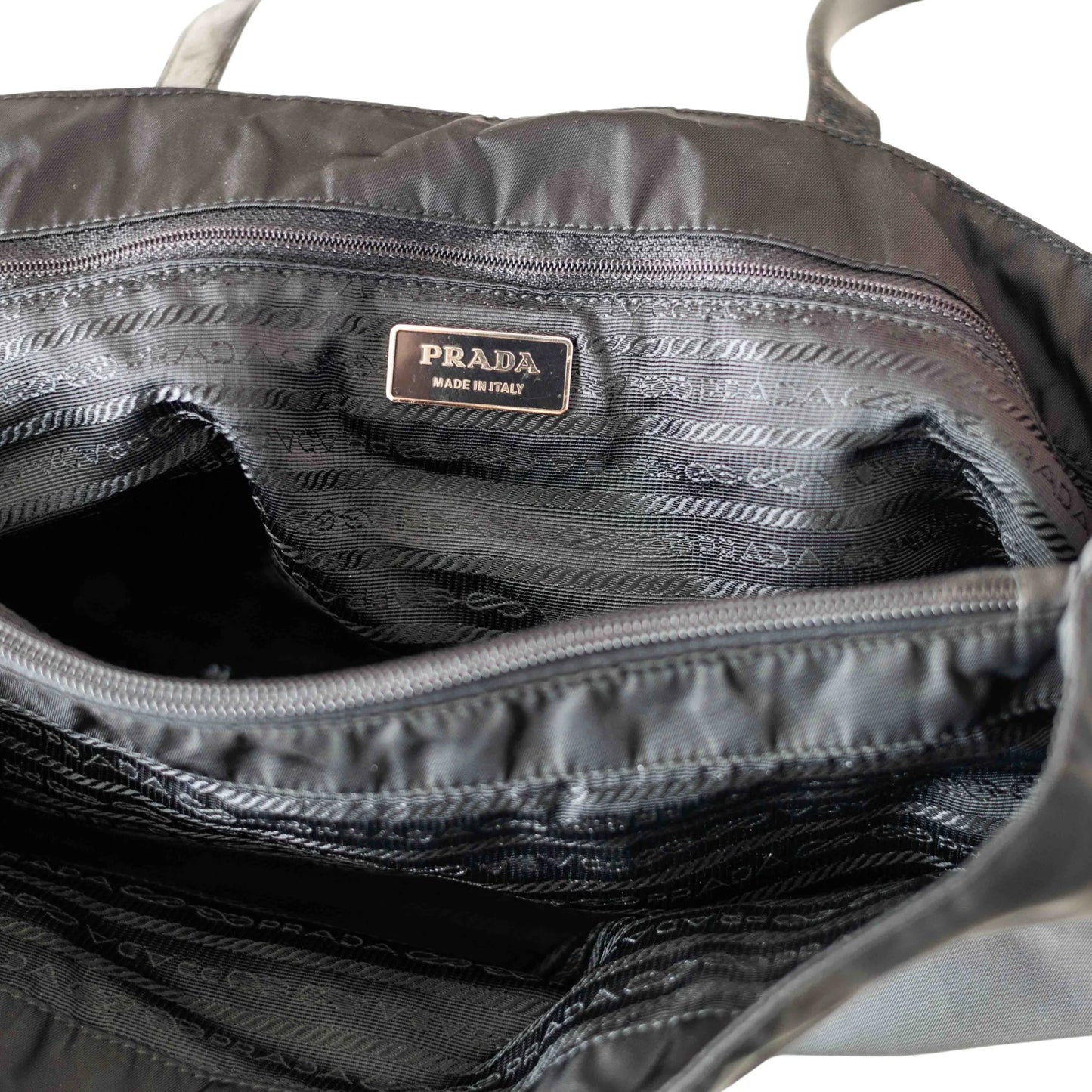 Prada Black Nylon Tote with Leather Handles