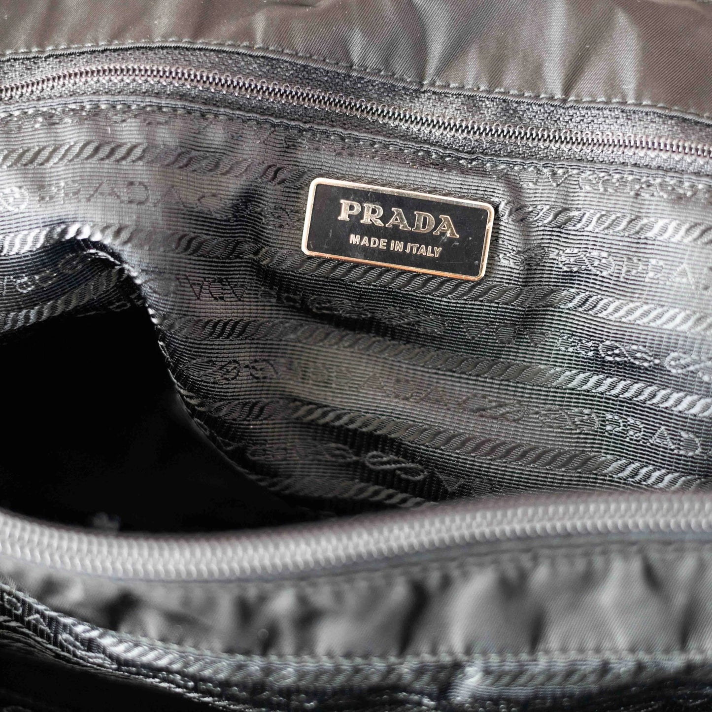 Prada Black Nylon Tote with Leather Handles