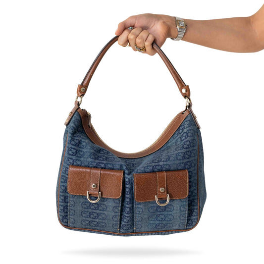 Gucci Double Abbey D Ring Denim Bag