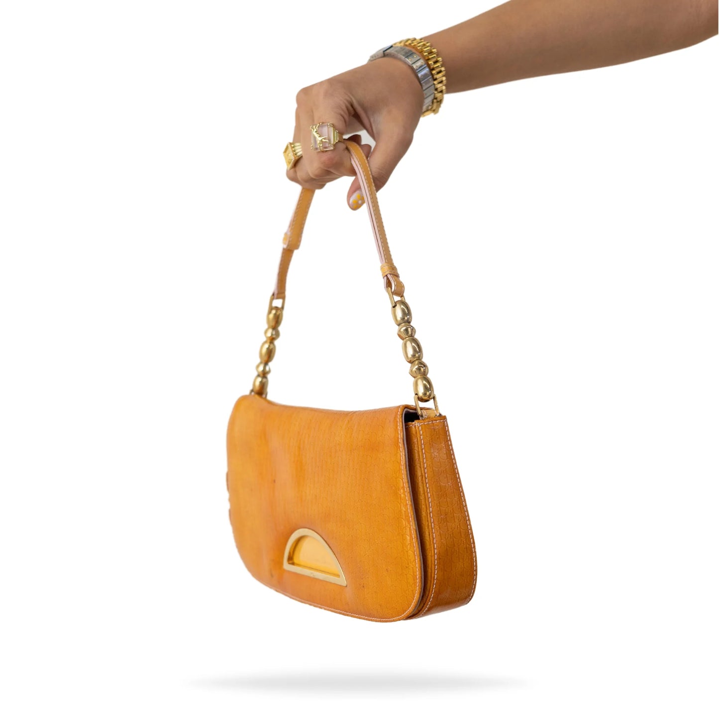 Dior Orange Monogram Shoulder Bag